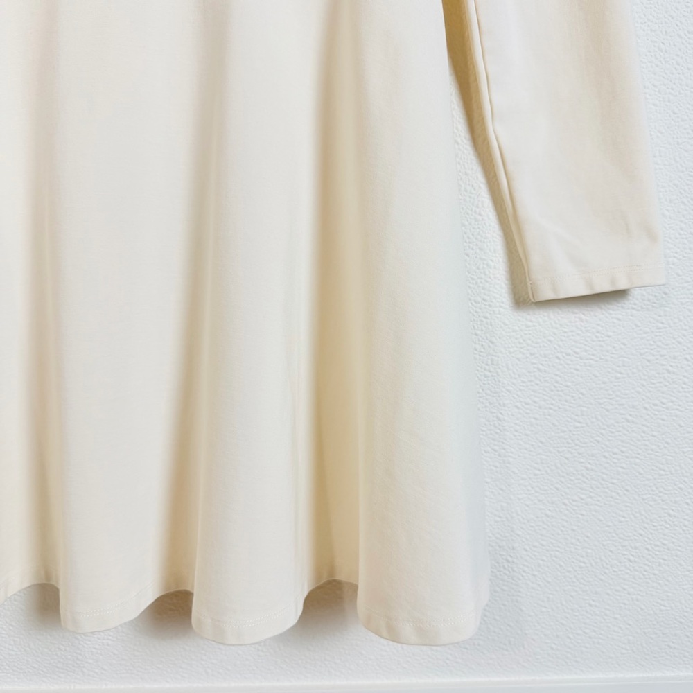 Sunday Best Cream Mock Neck Fit & Flare Mini Dress Size S Long Sleeve Skater - Picture 7 of 16